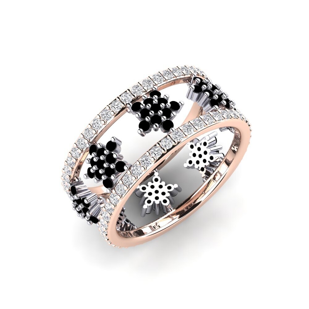 Or Rose& Blanc 14k Onyx Noir Bague Yamper