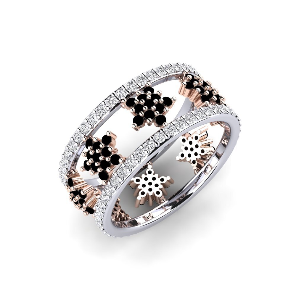 Or Blanc & Rose14k Onyx Noir Bague Yamper