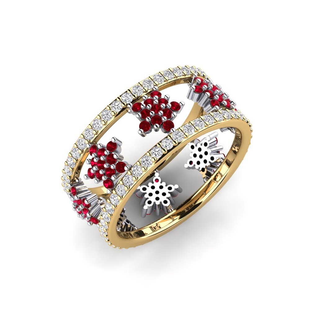 Or Jaune & Blanc 14k Zircone Rouge Bague Yamper