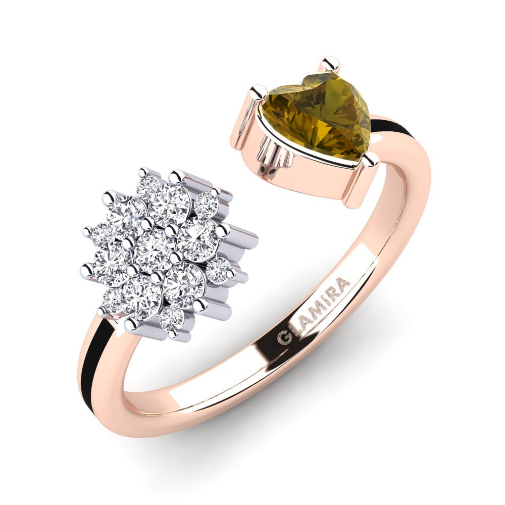 14ct Rose & White Gold Brown Zircon Ring Yan