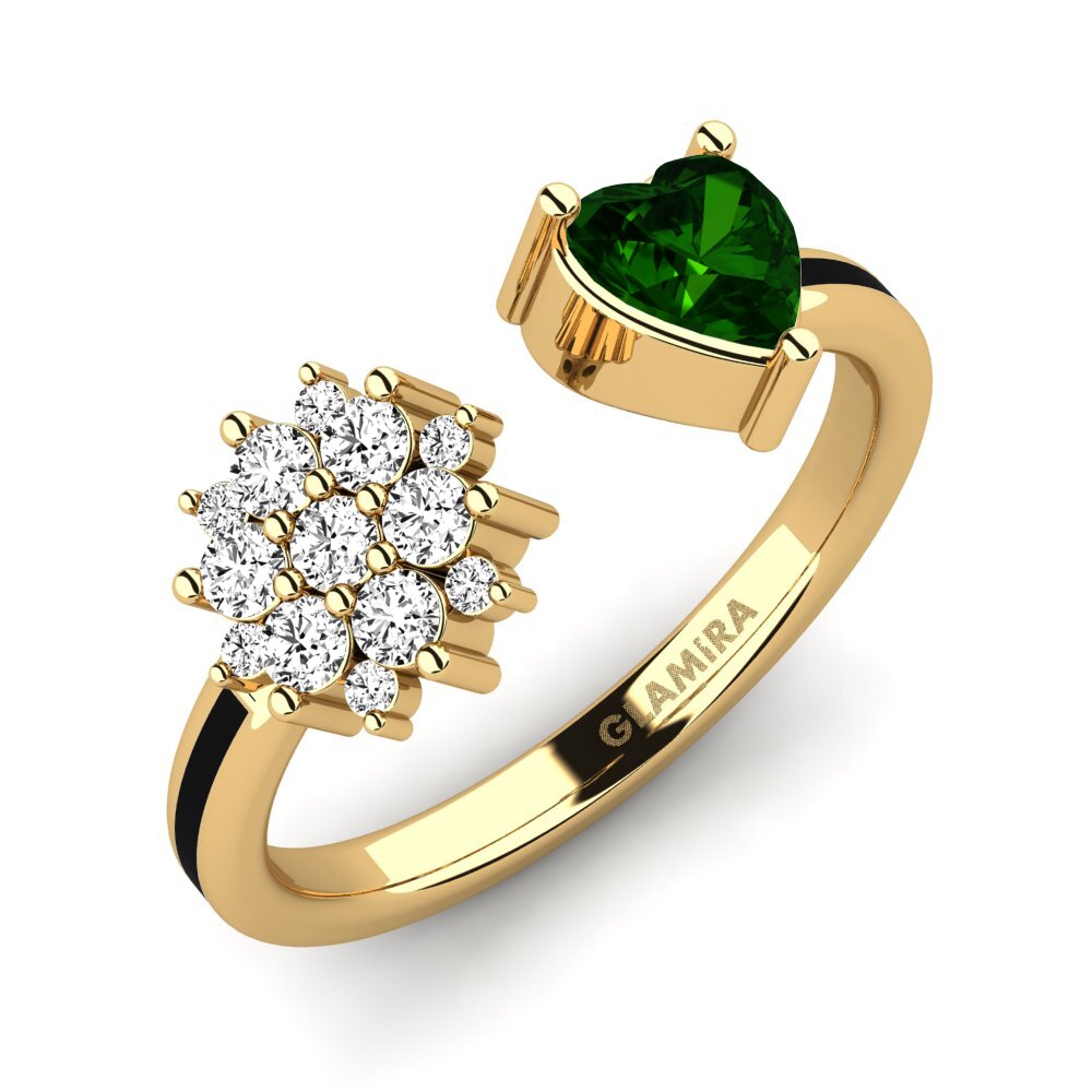 Or Jaune 14k Tourmaline Verte Bague Yan