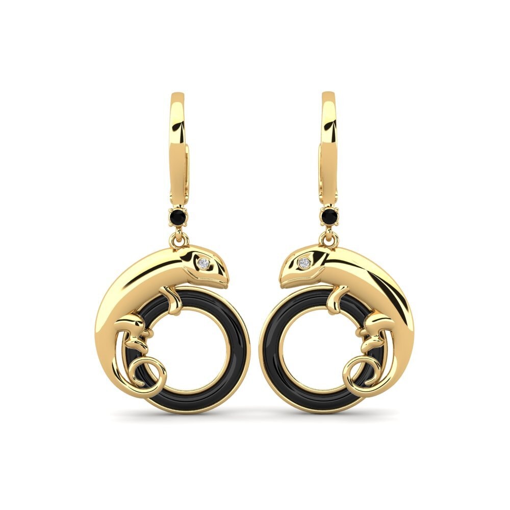 9ct Yellow Gold Black Sapphire Women's Earring Yandell