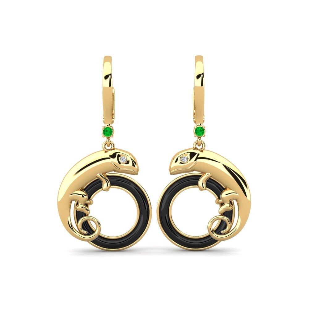 9ct Yellow Gold Emerald Women's Earring Yandell