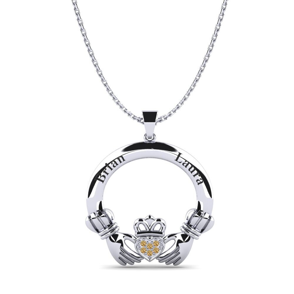 Plata 925 Diamante Marrón Colgante de Mujer Yanira