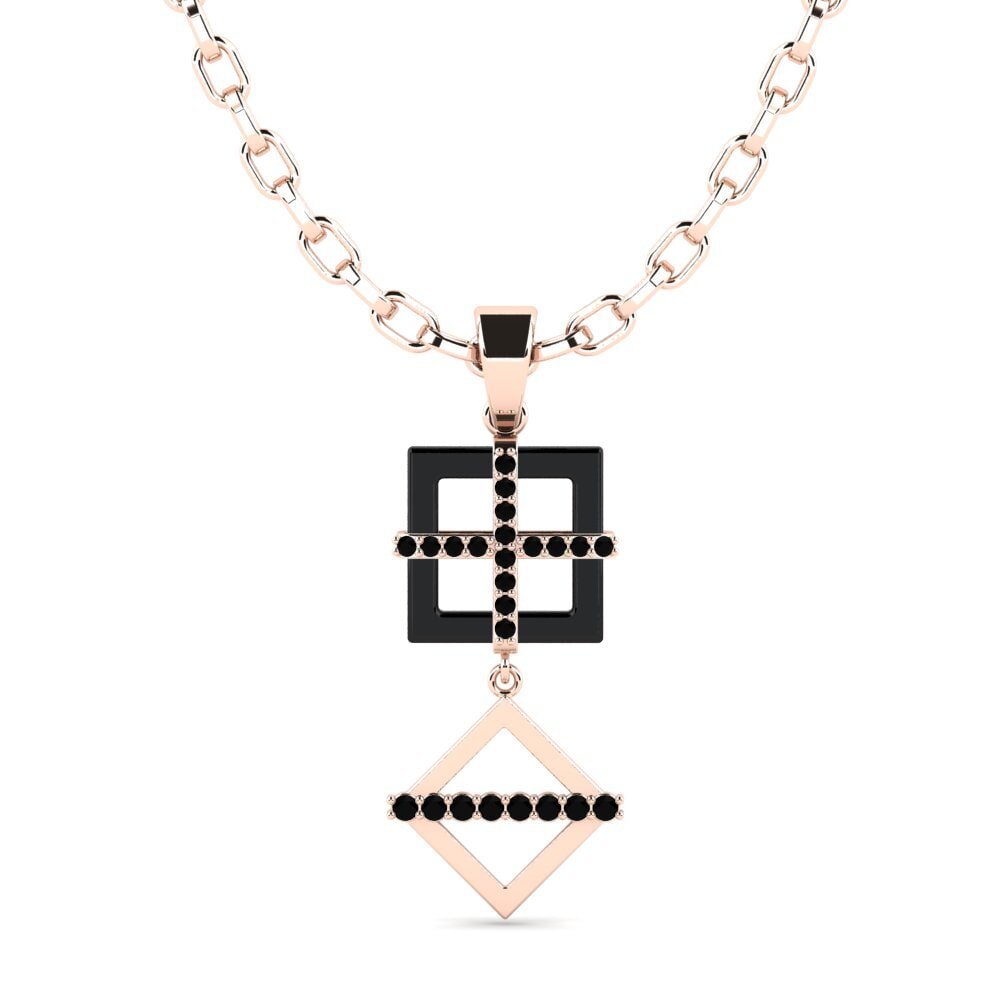 9k Oro Rosa Ónix Negro Colgante para hombre Yank