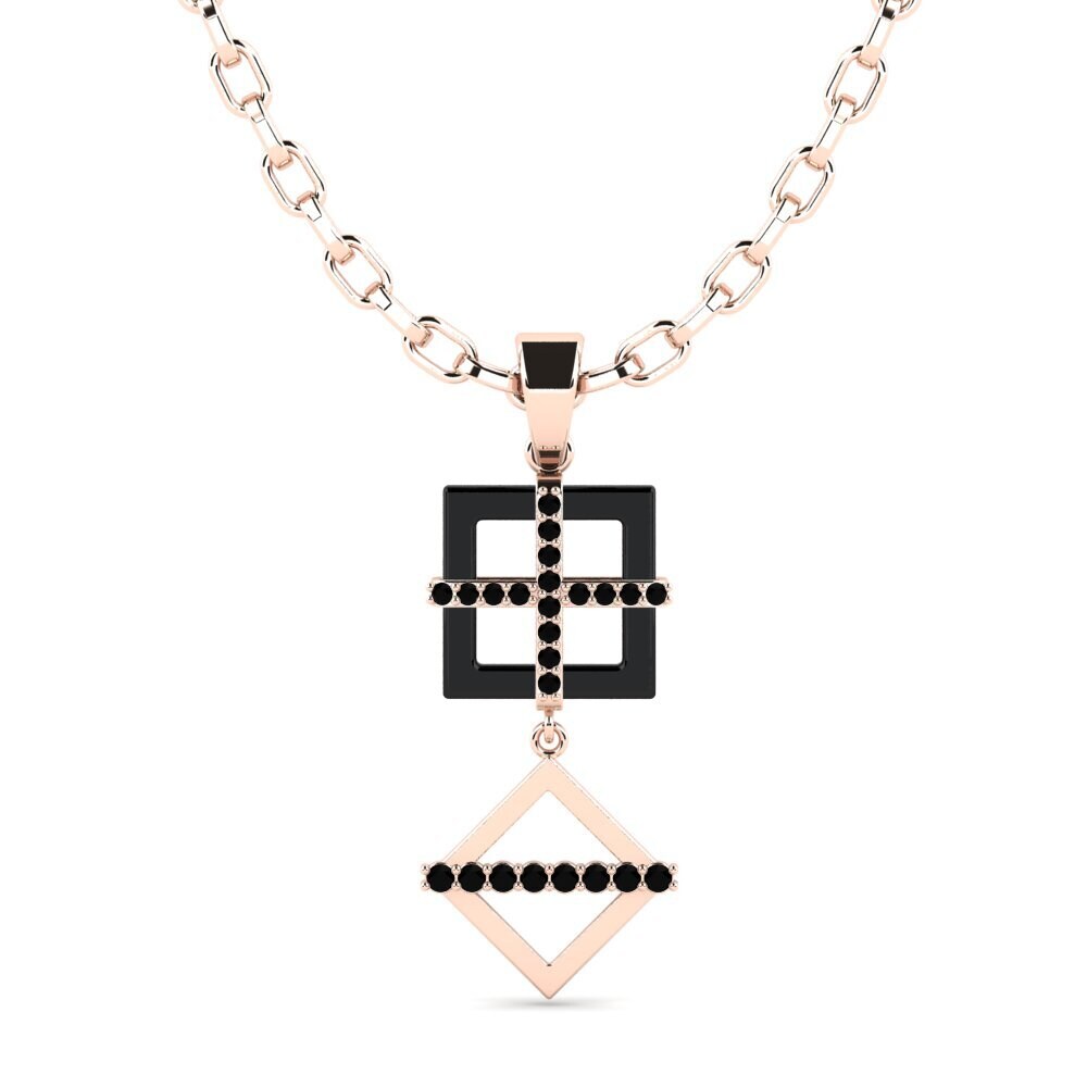 9k Oro Rosa Diamante Negro Colgante para hombre Yank