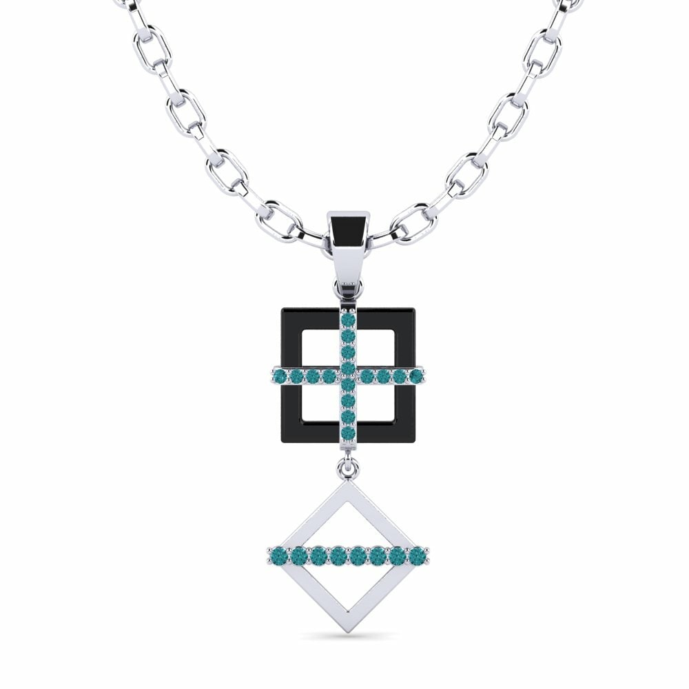 9ct White Gold Blue Diamond Men's Pendant Yank