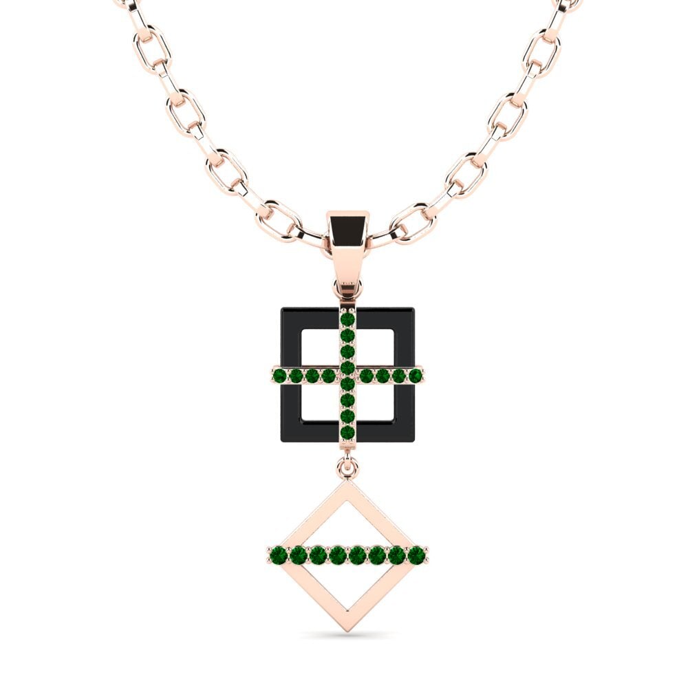 14ct Rose Gold Green Zirconia Men's Pendant Yank
