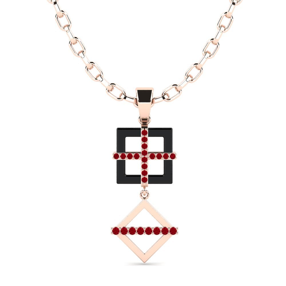 14k Oro Rosa Circonita Roja Colgante para hombre Yank