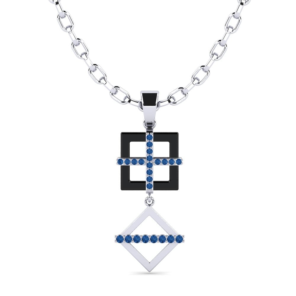 White Silver Dark Blue Zirconia Men's Pendant Yank