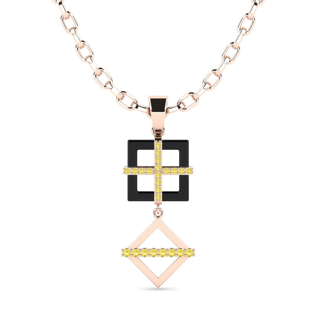 14ct Rose Gold Yellow Sapphire Men's Pendant Yank