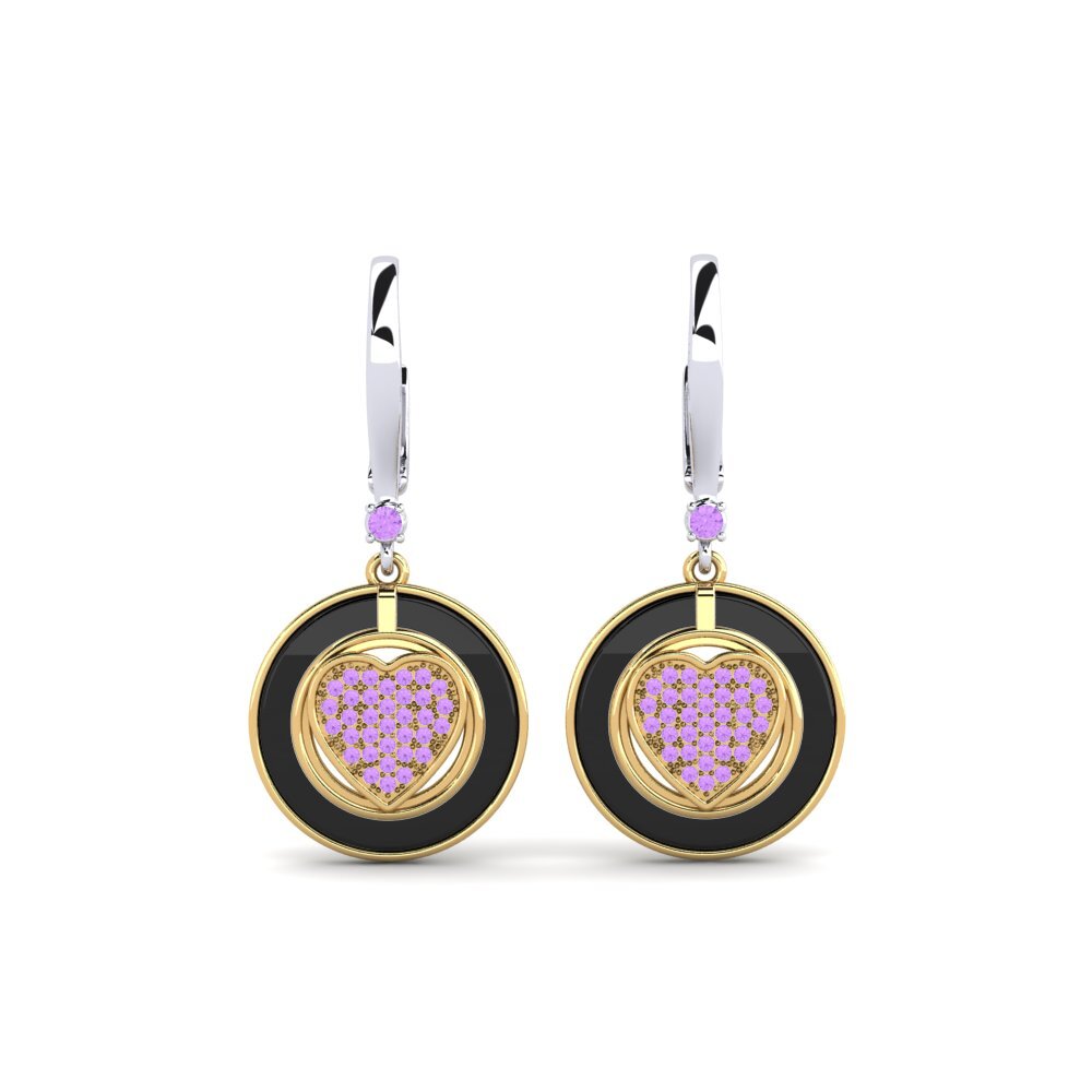 9ct Yellow & White Gold Amethyst Women's Earring Yasuko