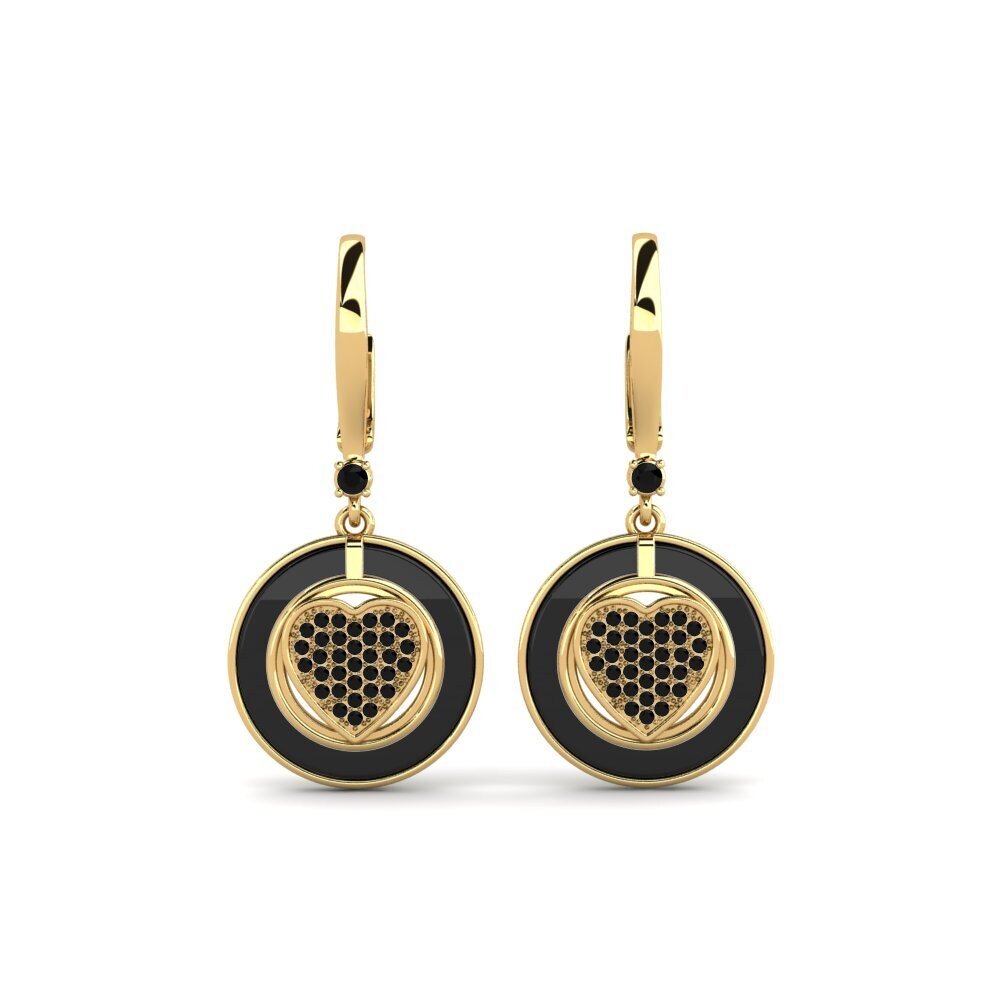 9ct Yellow Gold Black Sapphire Women's Earring Yasuko