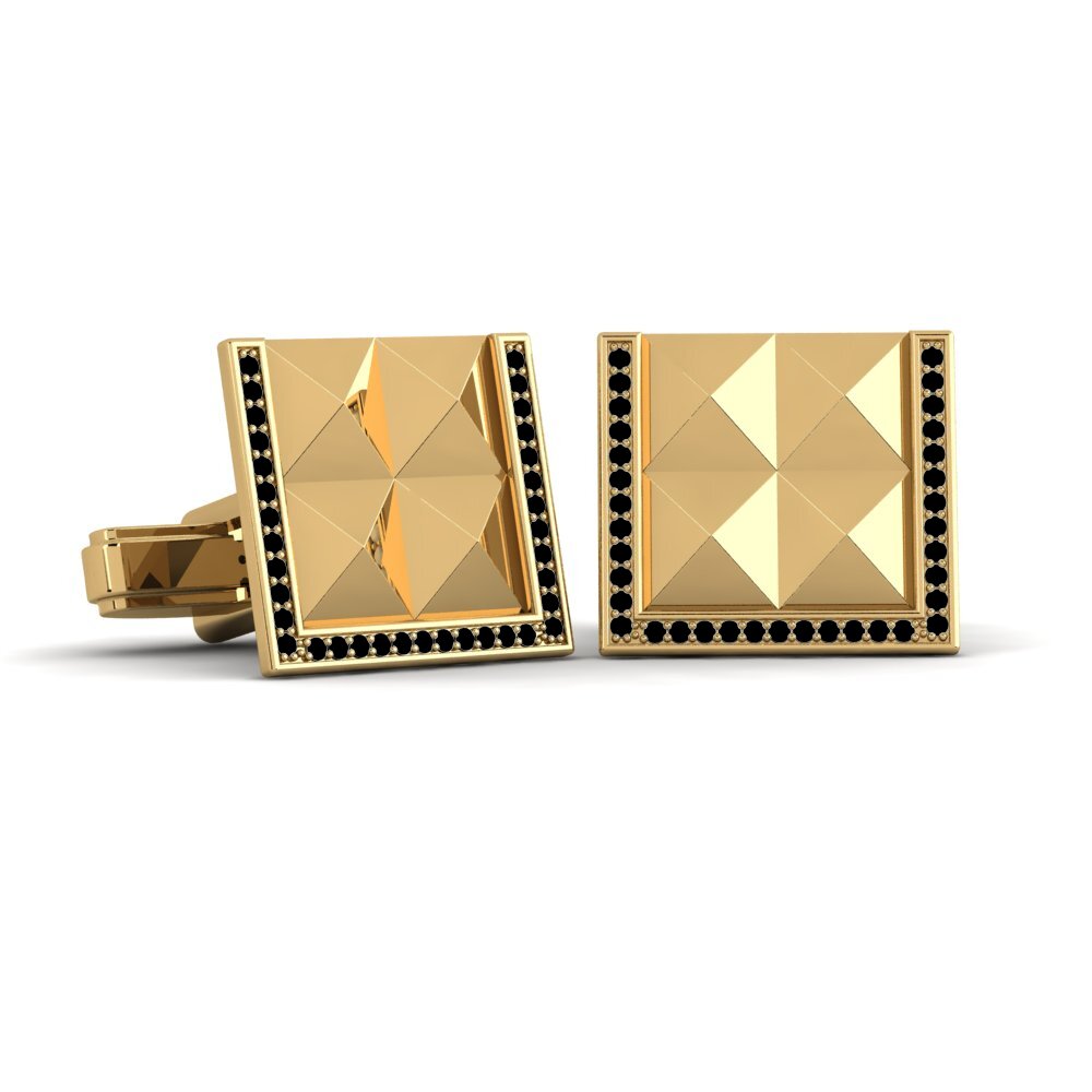 585 Gult Guld Sort Diamant Manchetknap Yechiel