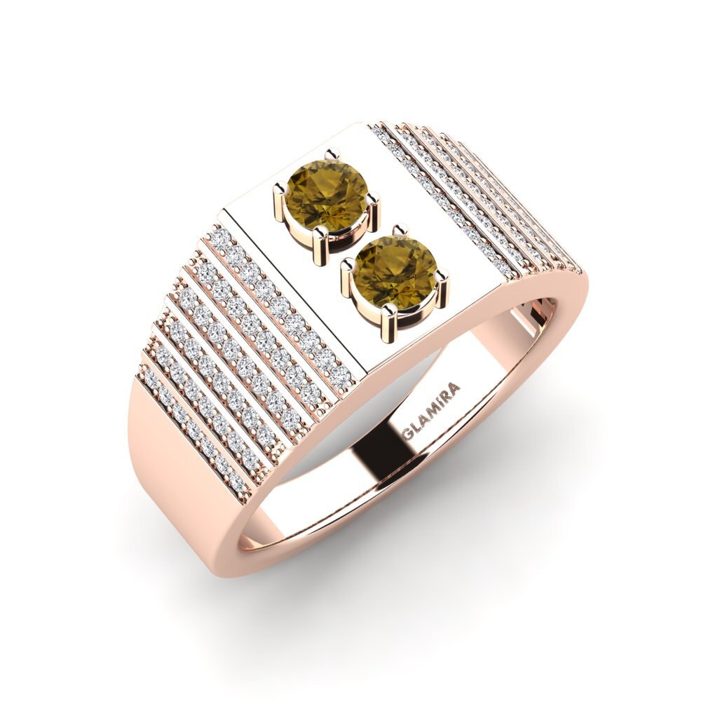 9ct Rose Gold Brown Zircon Men's Ring Yehuda