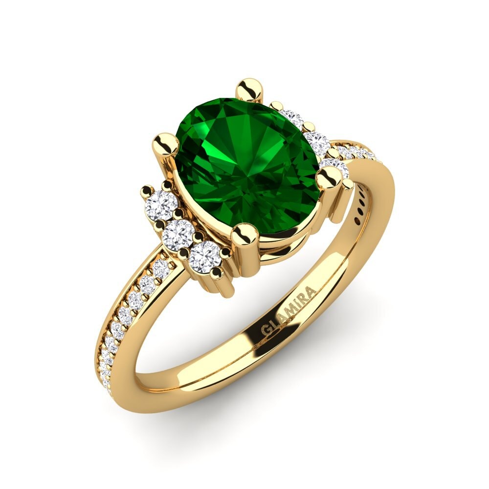 Oval Green Zirconia Engagement Ring Yelita