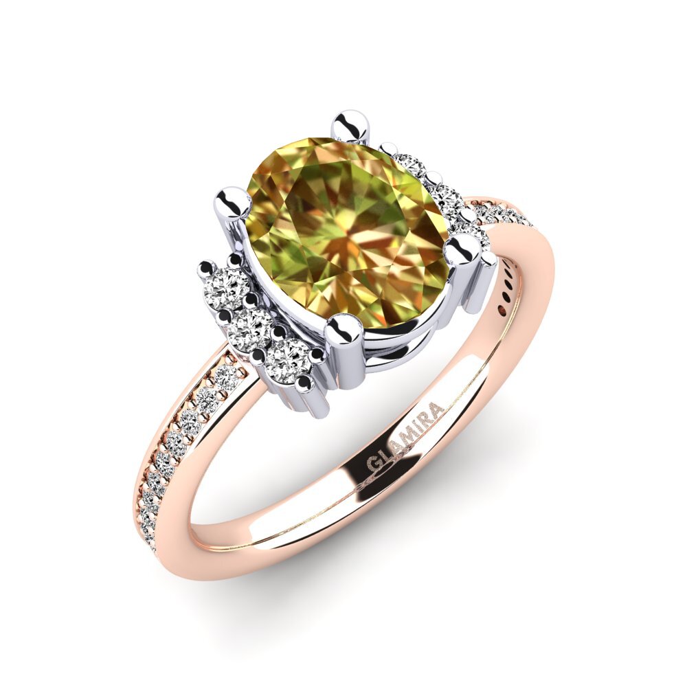 14ct Rose / White Gold Sultan Stone Engagement Ring Yelita