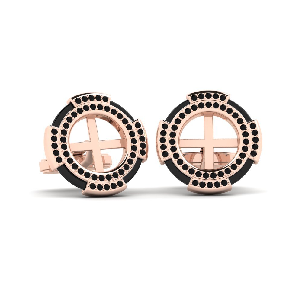 9k Oro Rosa Ónix Negro Gemelo Yelk