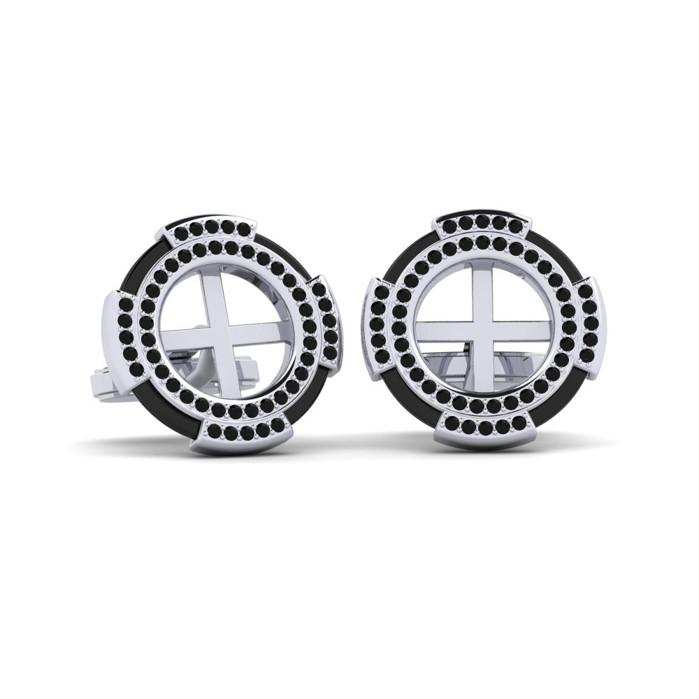 950 Platinum Black Sapphire Cufflink Yelk