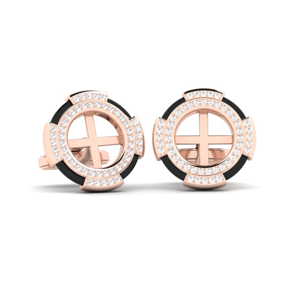 14ct Rose Gold White sapphire Cufflink Yelk