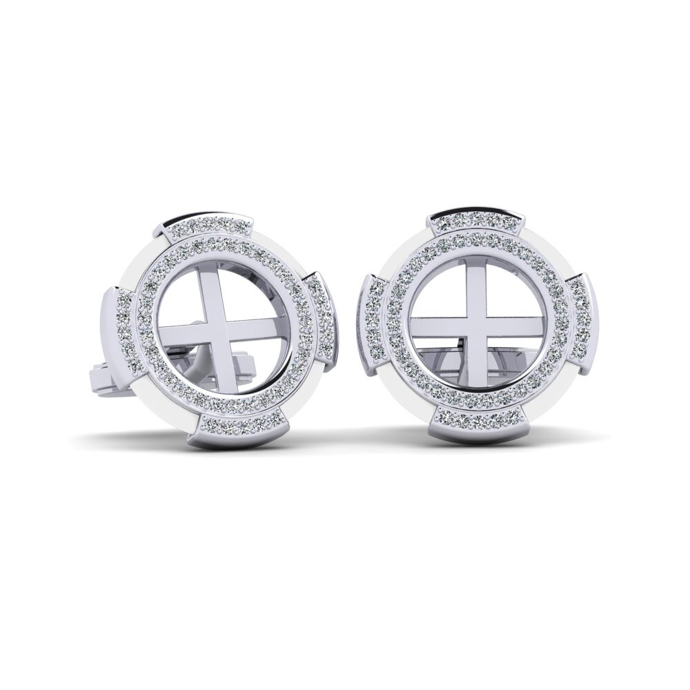 14ct White Gold Cufflink Yelk