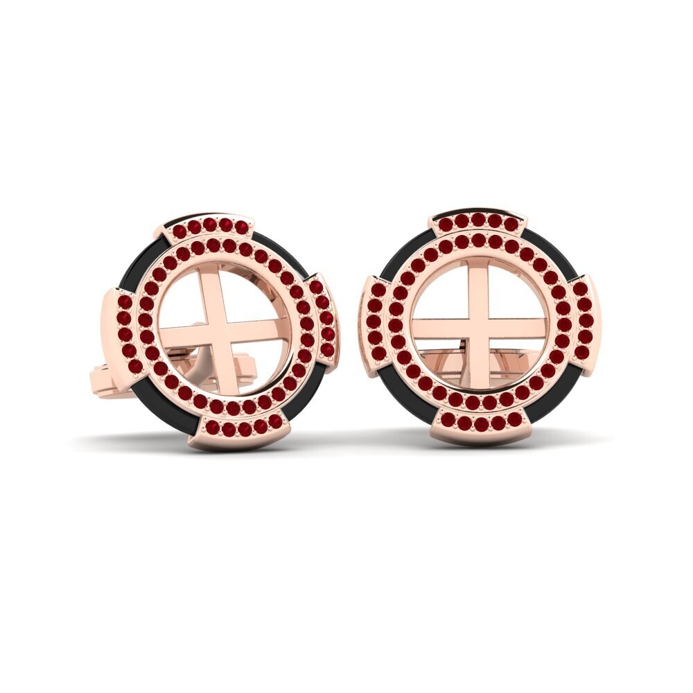 14k Oro Rosa Circonita Roja Gemelo Yelk