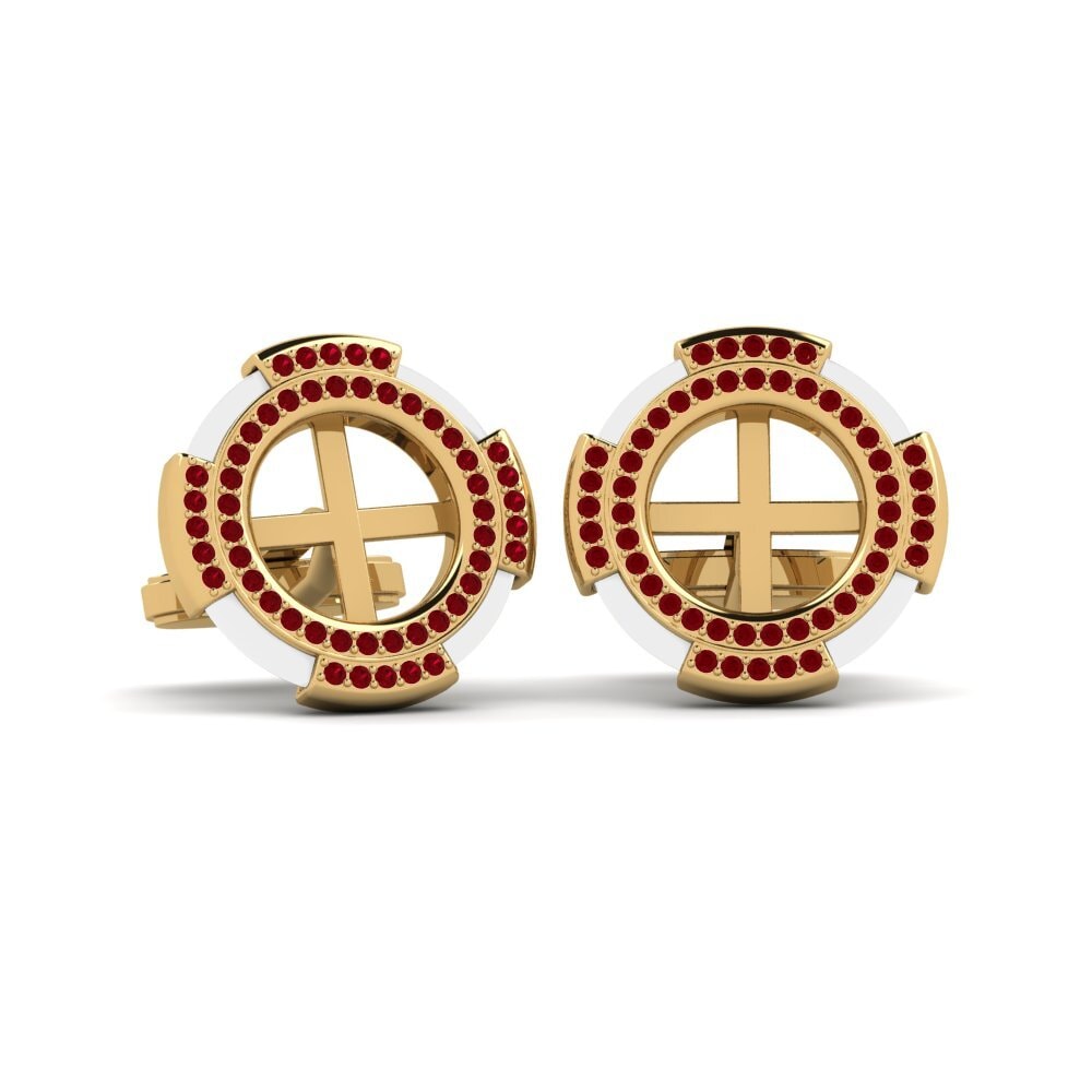 Red Zirconia Cufflink Yelk