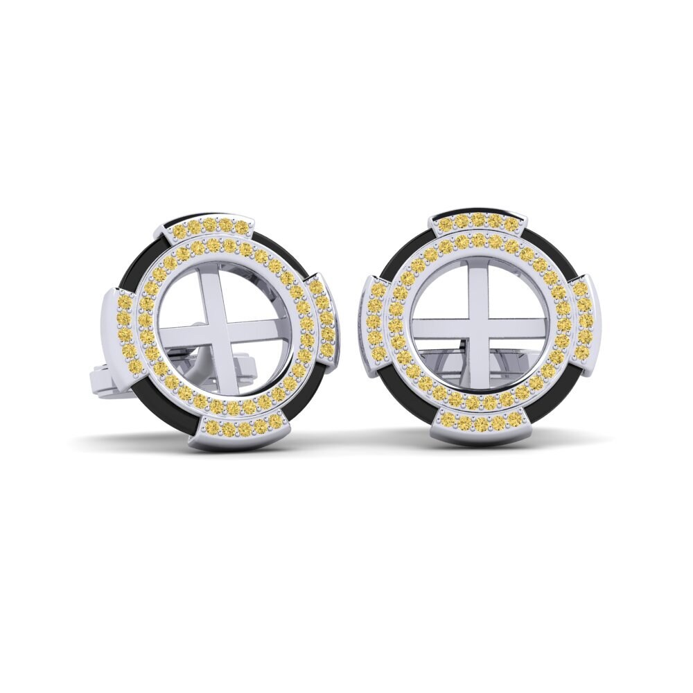 950 Palladium Yellow Diamond Cufflink Yelk