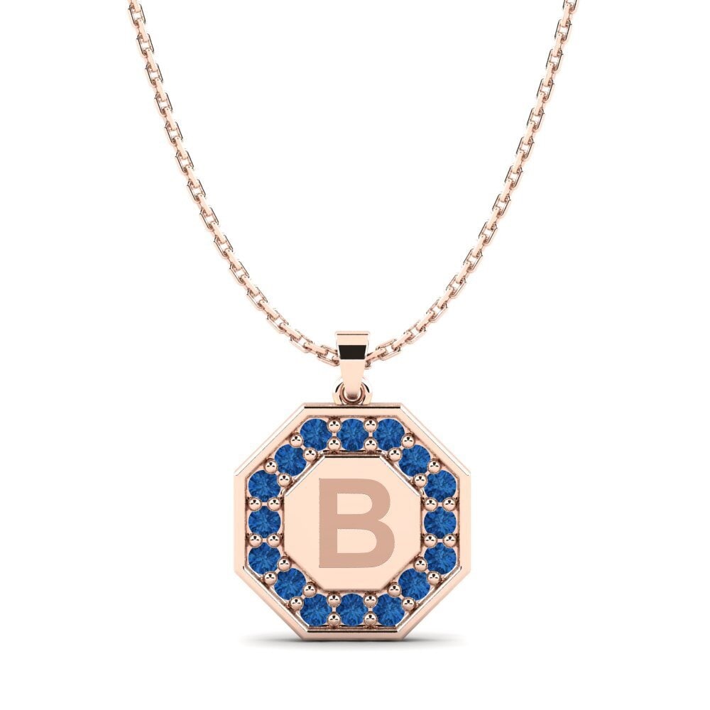 Rotgold 585 Dunkelblauer Zirkonia Damen anhänger Yesenia B