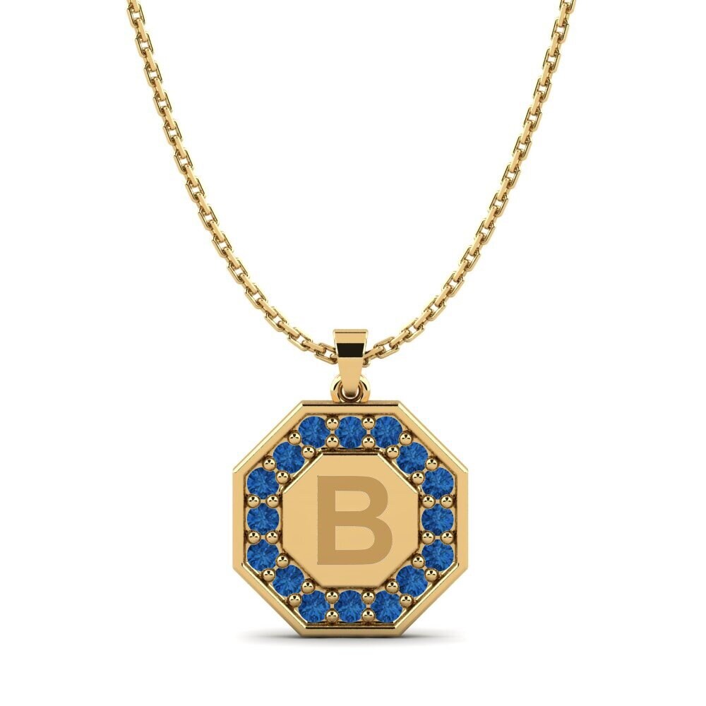 Gelbgold 585 Dunkelblauer Zirkonia Damen anhänger Yesenia B