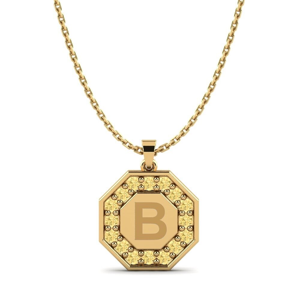 14k Oro Amarillo Diamante Amarillo Colgante de Mujer Yesenia B