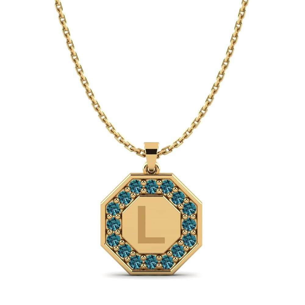 14k Oro Amarillo Diamante Azul Colgante de Mujer Yesenia L