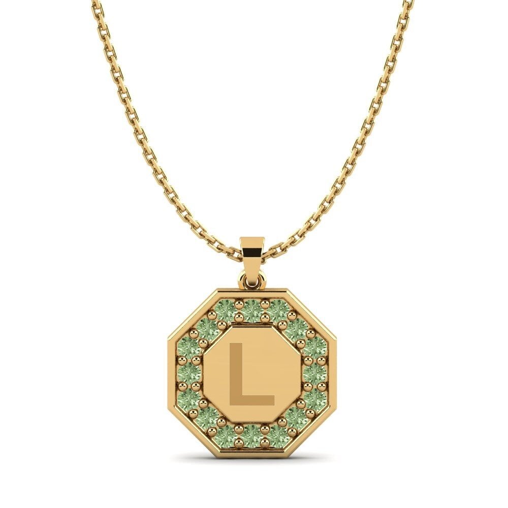 14k Oro Amarillo Diamante Verde Colgante de Mujer Yesenia L