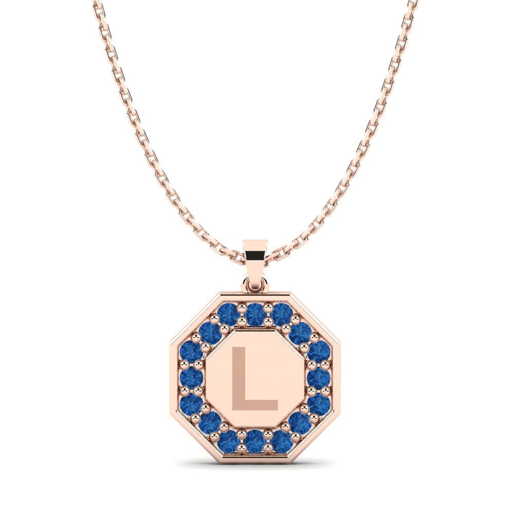 Rotgold 585 Dunkelblauer Zirkonia Damen anhänger Yesenia L