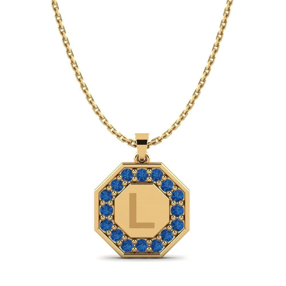Gelbgold 585 Dunkelblauer Zirkonia Damen anhänger Yesenia L