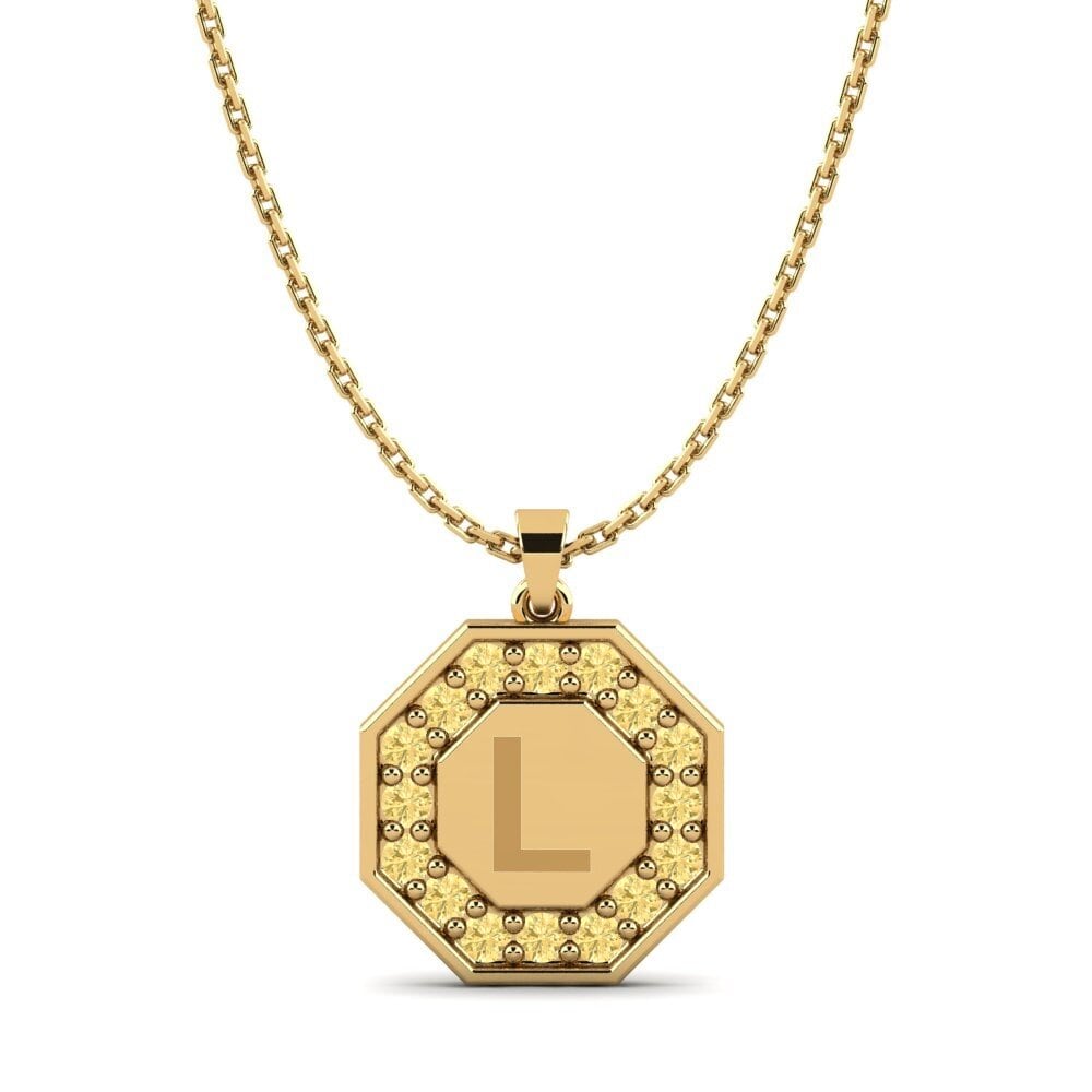 14k Oro Amarillo Diamante Amarillo Colgante de Mujer Yesenia L