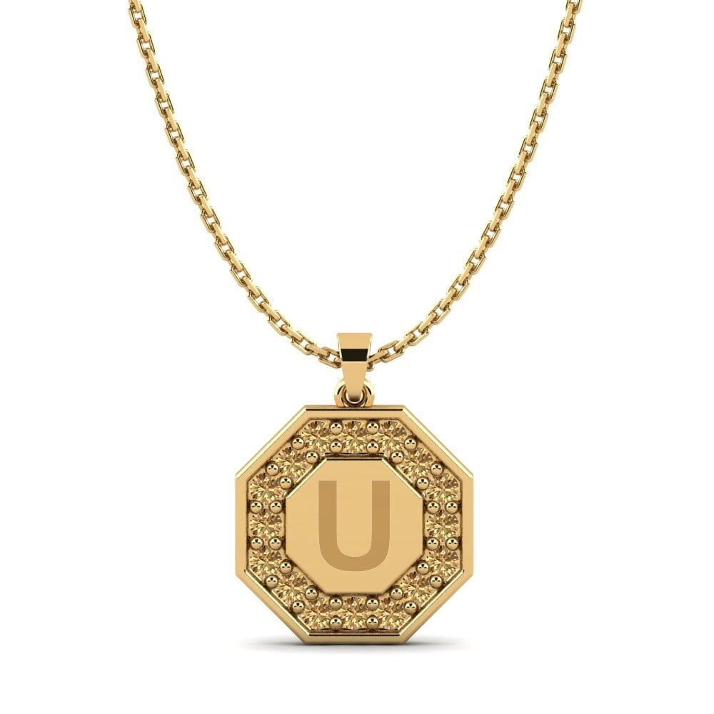 14k Oro Amarillo Diamante Marrón Colgante de Mujer Yesenia U