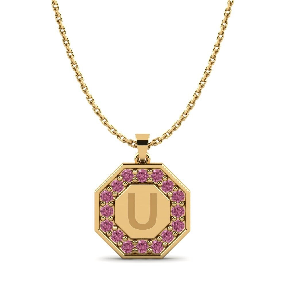 14k Oro Amarillo Granate Rhodolite Colgante de Mujer Yesenia U