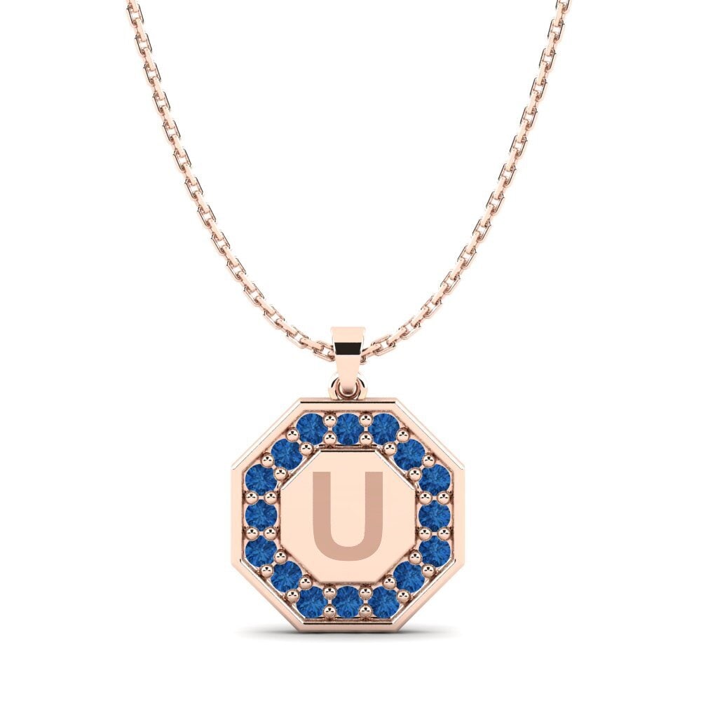 Rotgold 585 Dunkelblauer Zirkonia Damen anhänger Yesenia U