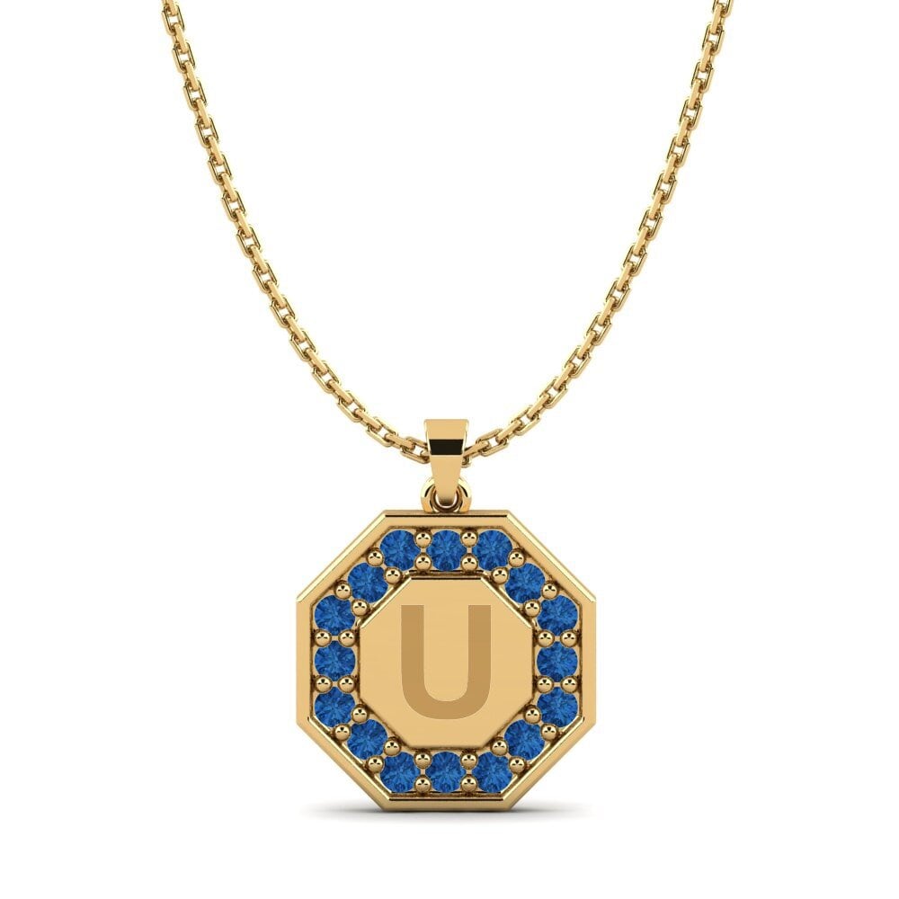 Gelbgold 585 Dunkelblauer Zirkonia Damen anhänger Yesenia U