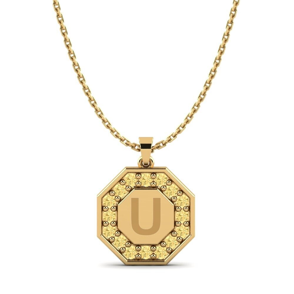 14k Oro Amarillo Diamante Amarillo Colgante de Mujer Yesenia U