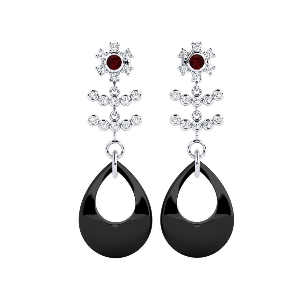 18ct White Gold Garnet Women's Earring Yet