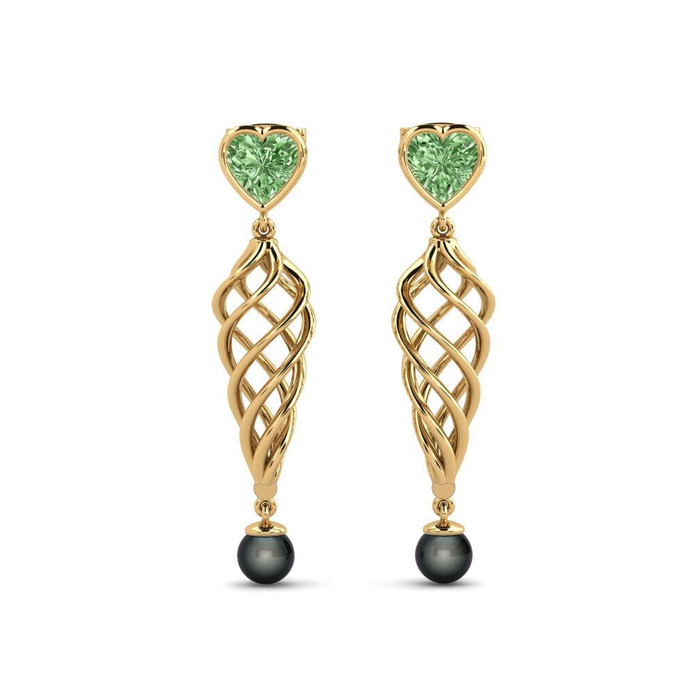 Gelbgold 375 Grüner Diamant Damen ohrring Yhtos