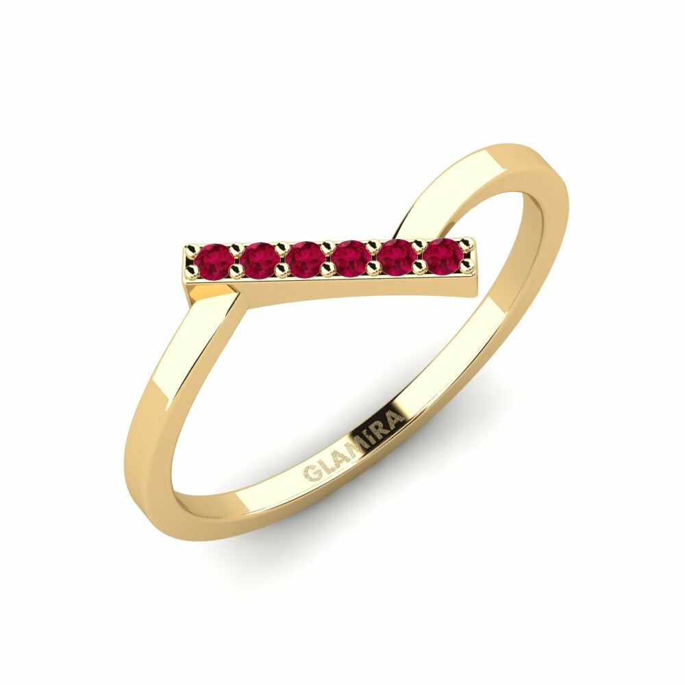 Or Jaune 14k Ronde Rubis Anneau empilable Yndisleg