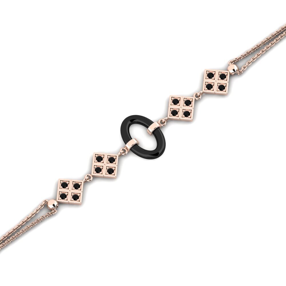 14k Oro Rosa Zafiro negro Pulsera de Mujer Yod