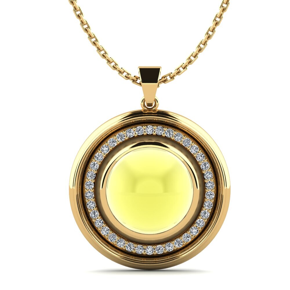 14k Oro Amarillo Topacio Limón Cabujón Colgante de Mujer Yogendra