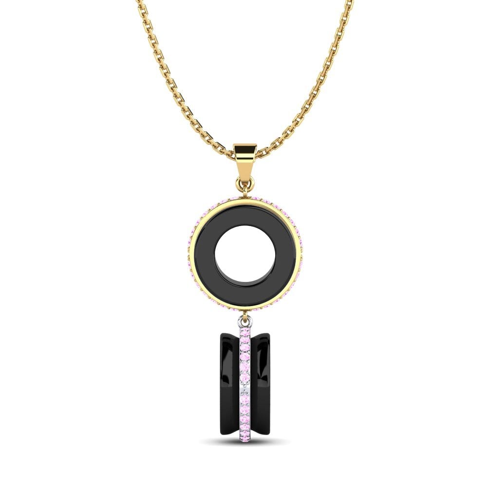 14ct Yellow & White Gold Pink Sapphire Women's Pendant Yokota