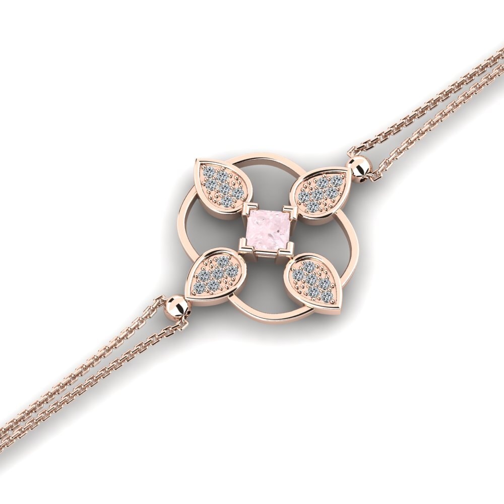 9ct Rose Gold Rose Quartz Women's Bracelet Yollese