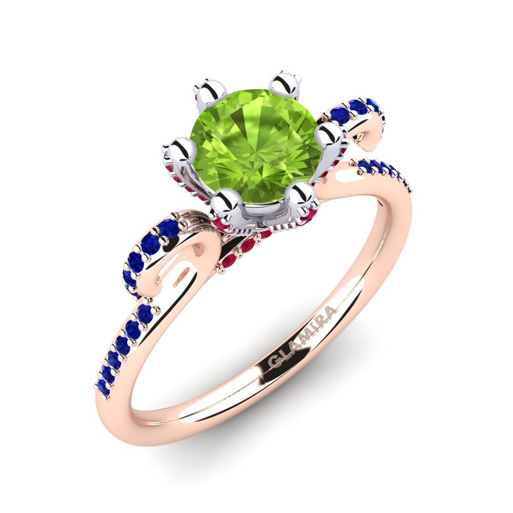 14K Rood & Wit Goud Peridoot Verlovingsring Yomaris