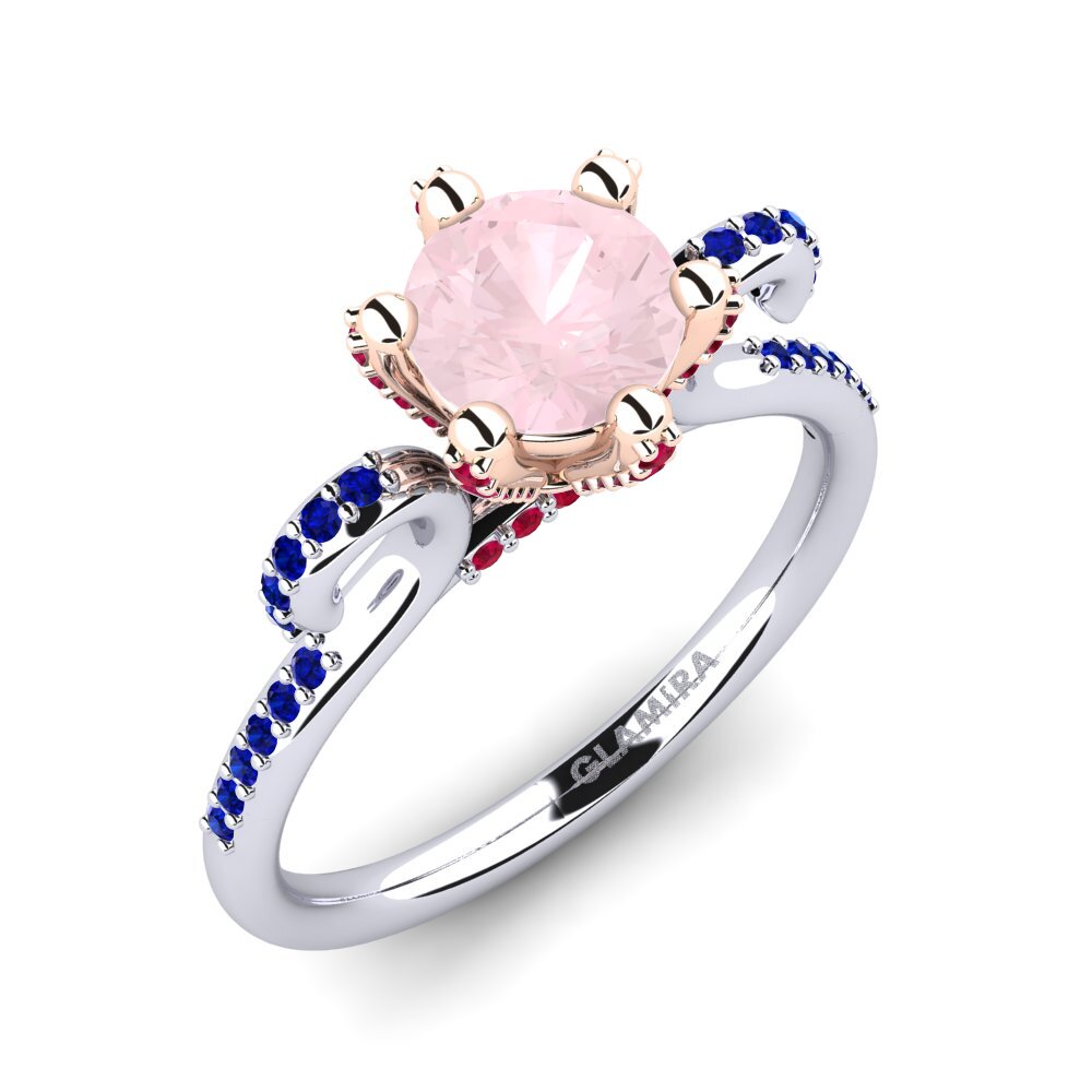 18K White & Rose Gold Rose Quartz Engagement Ring Yomaris